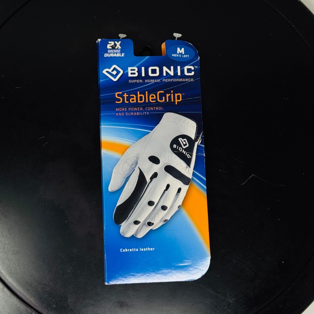 Bionic golf glove mens M white StableGrip Cabretta leather left hand GGMLM new